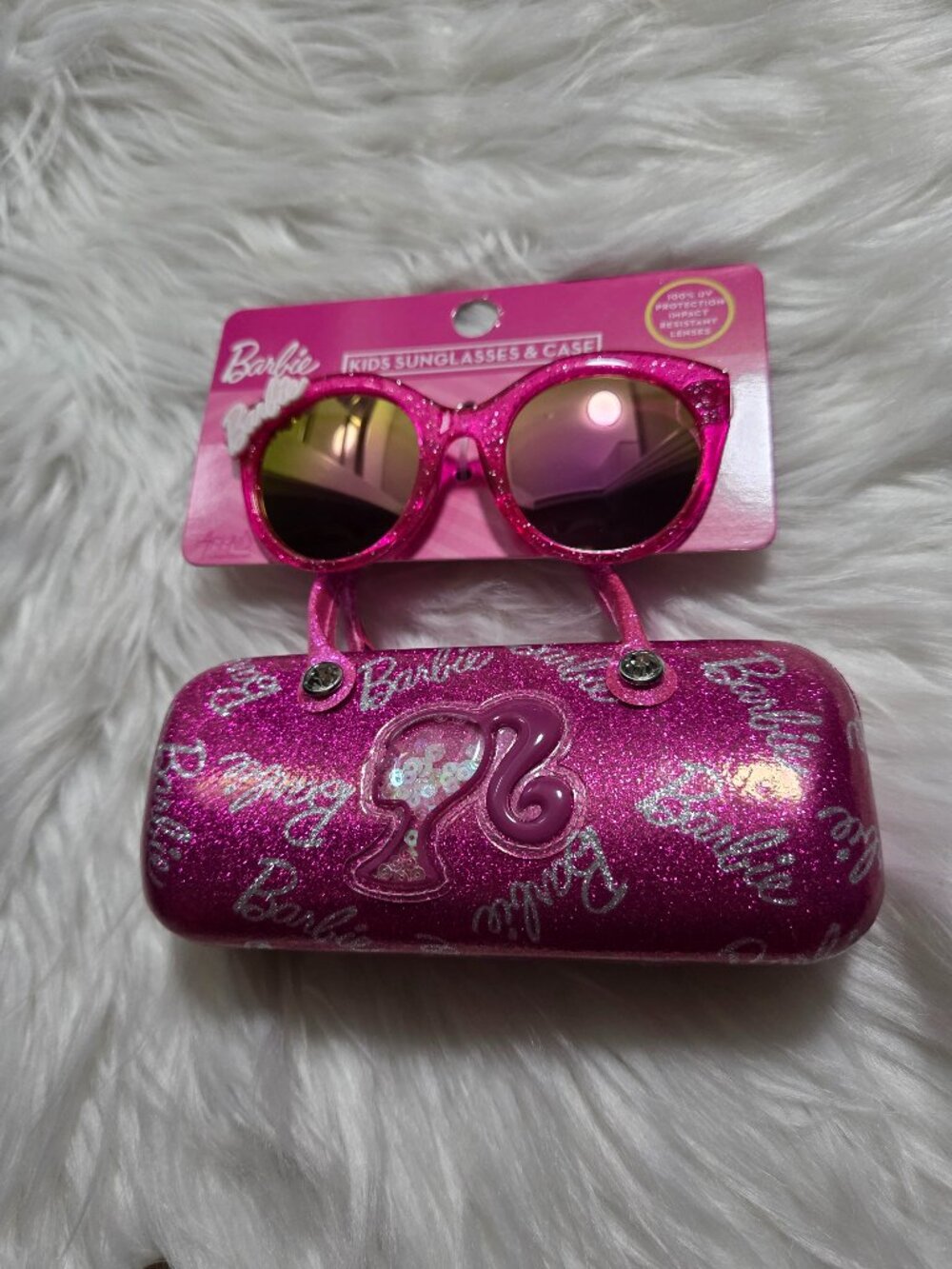 Girls Barbie Glitter Cat-Eye Sunglasses & Carry Case Set